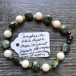 8” handmade crystal bracelet - seraphinite + agate